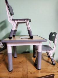 Childs table with 2 adjustable chairs